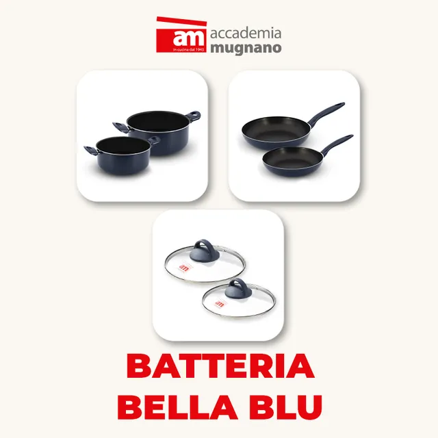 Accademia Mugnano Bella Blu Batteria Pentole 6 Pezzi Antiaderente